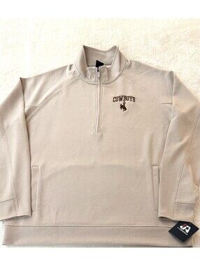 J America Wyoming Cowboys Apex Fleece 1/4 Zip Pullover Men’s XL NWT Mojave NCAA